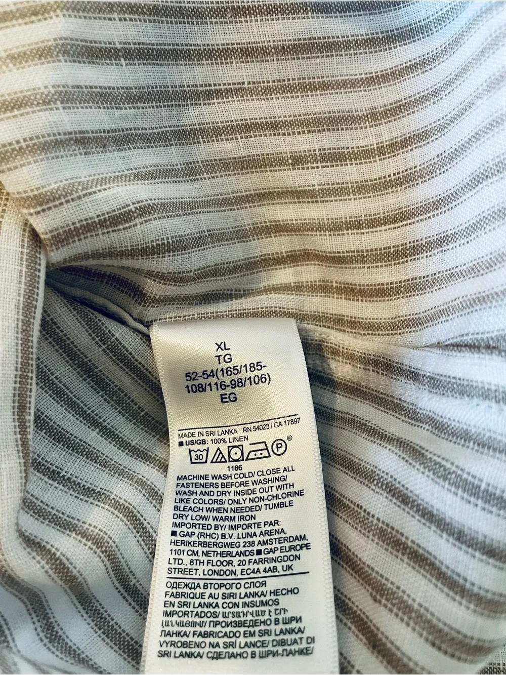 Banana Republic 100% Linen Shirt Brown Stripe Oxford Tailored Slim Fit Men's XL